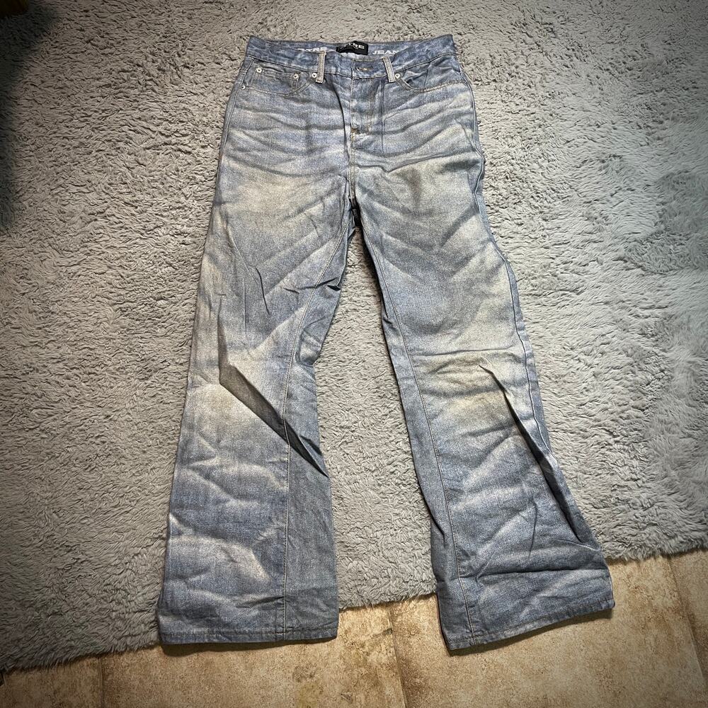 Japanese Archive Vintage Faded Water Ripple Whiskered Bootcut Flared Denim Jeans